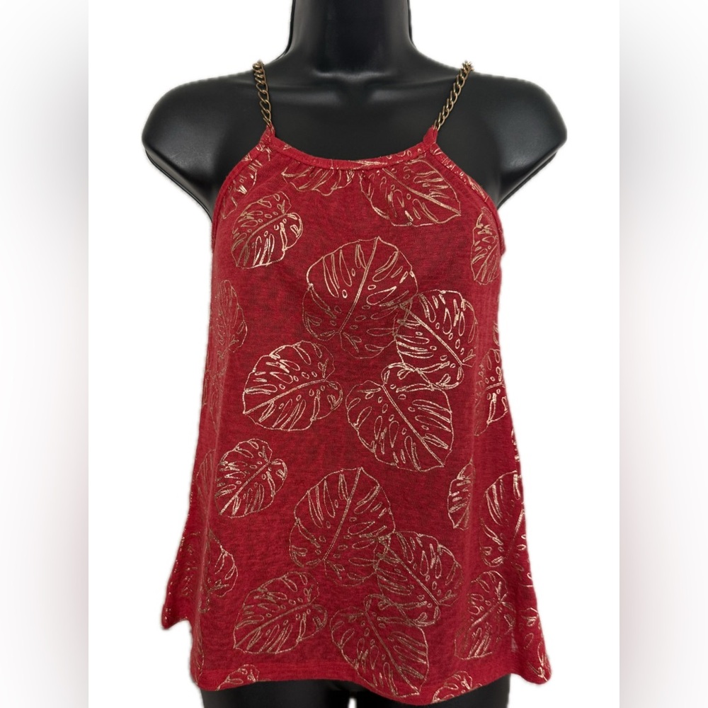 Women’s Red Sleeveless Chain-Strap Top – Size S